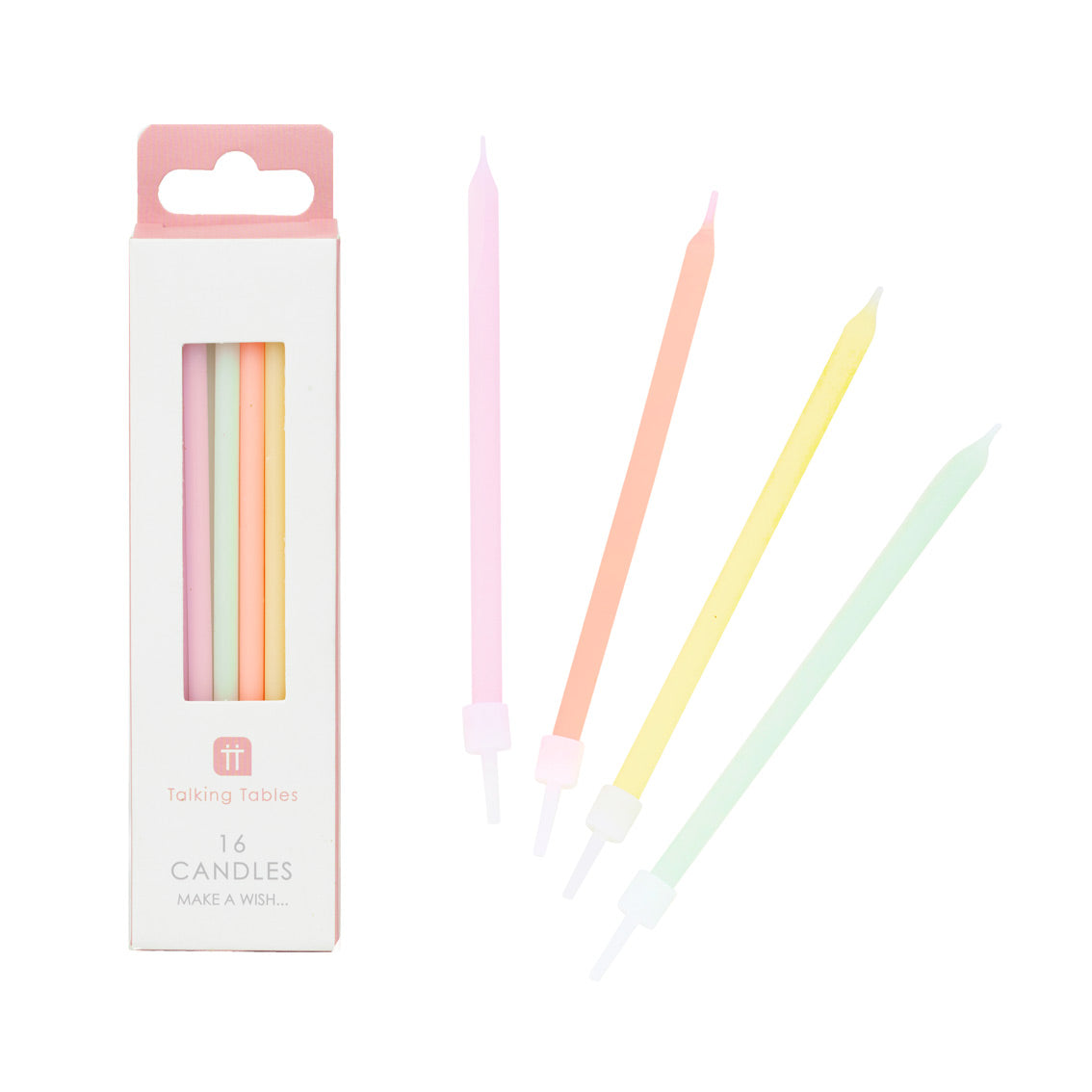 Tall Pastel Candles - 16 Pack