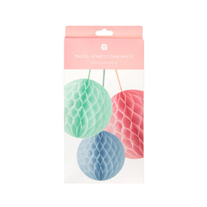 Image - Pastel Paper Honeycomb Hanging Decorations - 3 Pack
