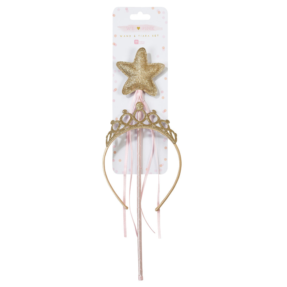 We Heart Pink Gold Wand & Tiara Set