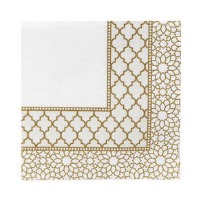 Party Porcelain Gold & White Paper Napkins - 20 Pack