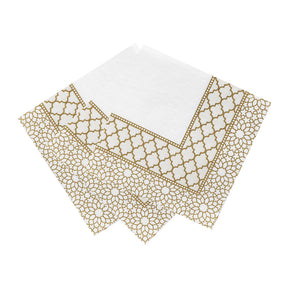 Party Porcelain Gold & White Paper Napkins - 20 Pack