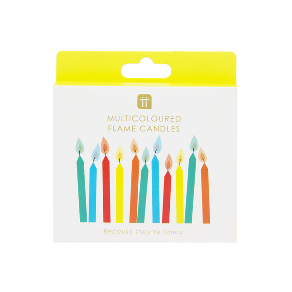 Rainbow Flame Birthday Candles - 12 Pack