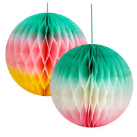 Rainbow Pastel Ombre Paper Honeycomb Decorations - 2 Pack