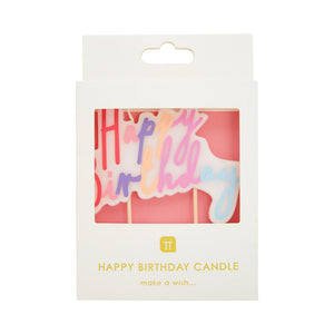 Pastel Pink Happy Birthday Candle - Talking Tables