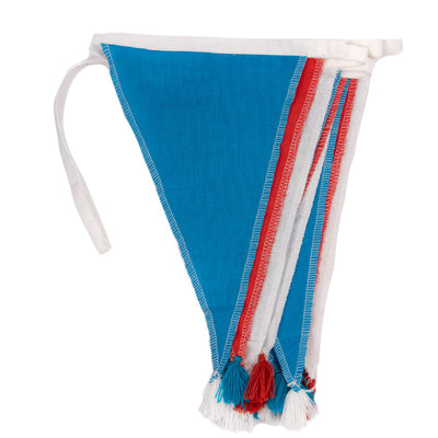 Patriotic Red, White and Blue Fabric Bunting, 10ft