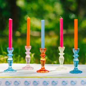 Green and Blue Tall Wax Candles - POS Unit