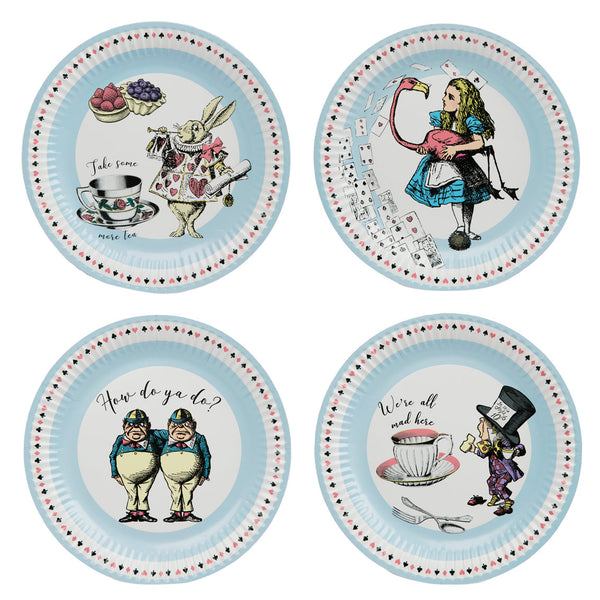 Alice in Wonderland Blue Round Paper Plates - 24 Pack