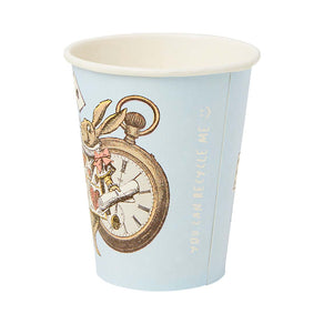 Alice in Wonderland Blue Recyclable Paper Cups - 8 Pack