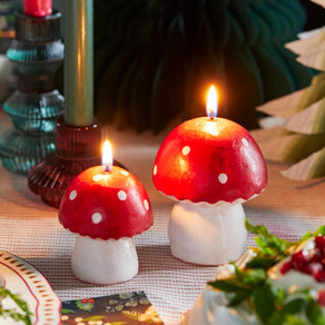 Midnight Forest Red Mushroom Candle -Sml