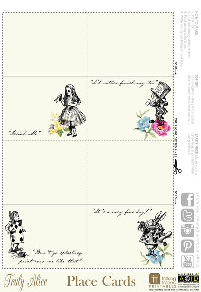 Talking Tables Printable - Truly Alice Printables