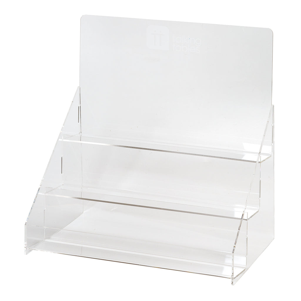 This Acrylic POS holds candles, napkins, badges and other items.